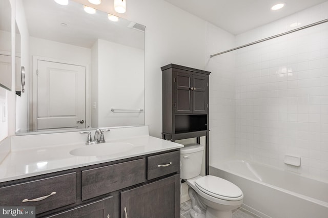 7241 Martin Farm Cir, Baltimore, MD 21237 - bathroom with toilet, vanity, bathtub / shower combination, and recessed lighting