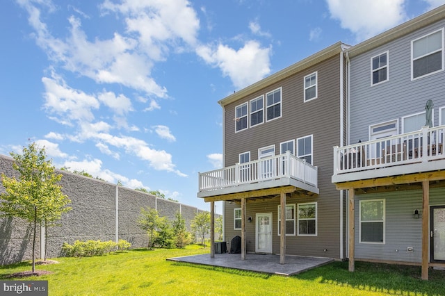7241 Martin Farm Cir, Baltimore, MD 21237 - back of house with a yard, a deck, central AC unit, and a patio