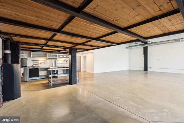 garage with wooden ceiling