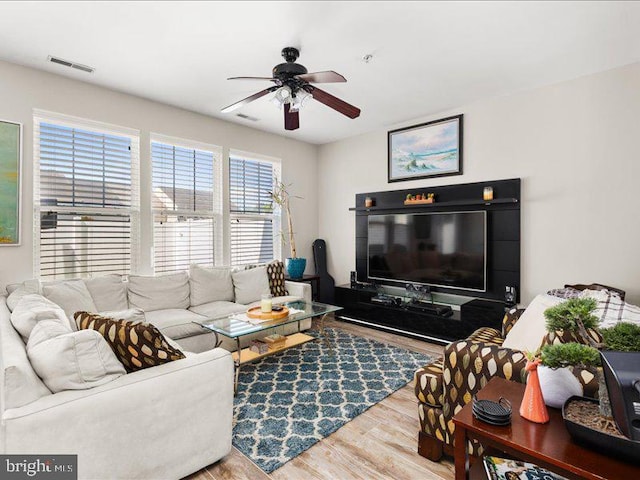 314 Schooner Ln, Berlin, MD 21811 - living room featuring wood finished floors and a ceiling fan