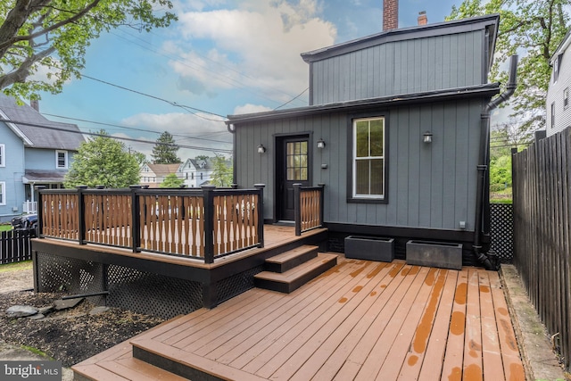 wooden deck featuring fence