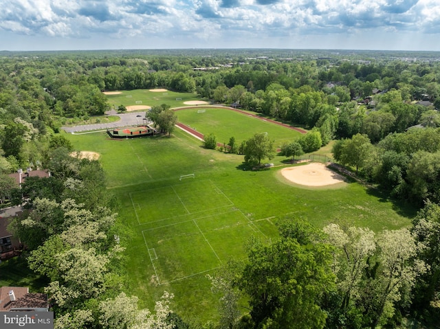 drone / aerial view of a heavily wooded area