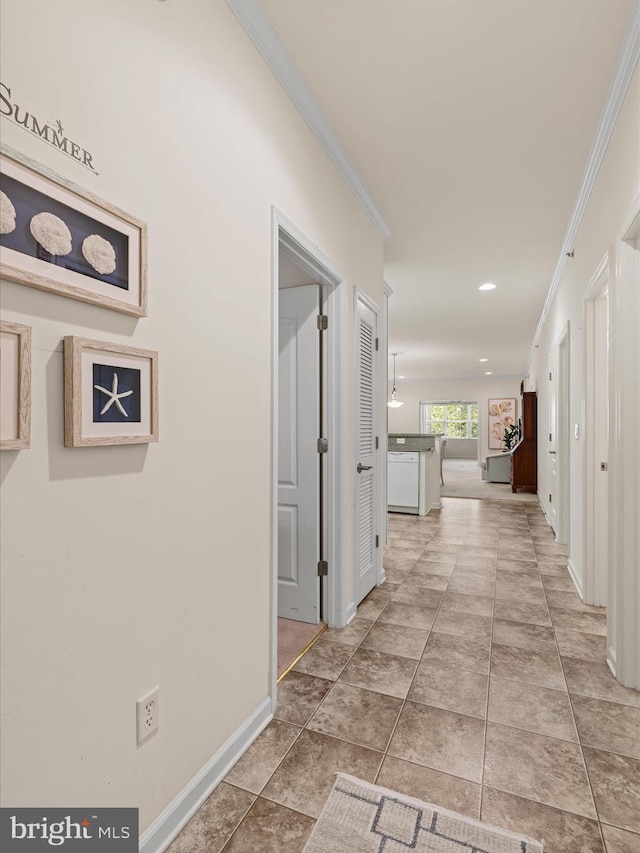 30413 Cedar Neck Rd Unit 304, Ocean View, DE 19970 - hall featuring crown molding, baseboards, and recessed lighting