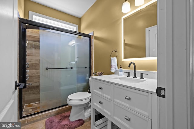 323 Palton Rd, Bensalem, PA 19020 - bathroom featuring a shower stall, vanity, toilet, and tile patterned flooring