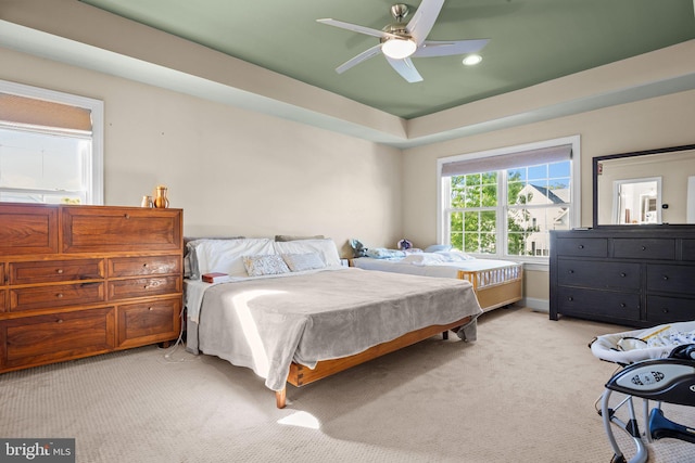 323 Palton Rd, Bensalem, PA 19020 - bedroom featuring light colored carpet, a ceiling fan, and recessed lighting