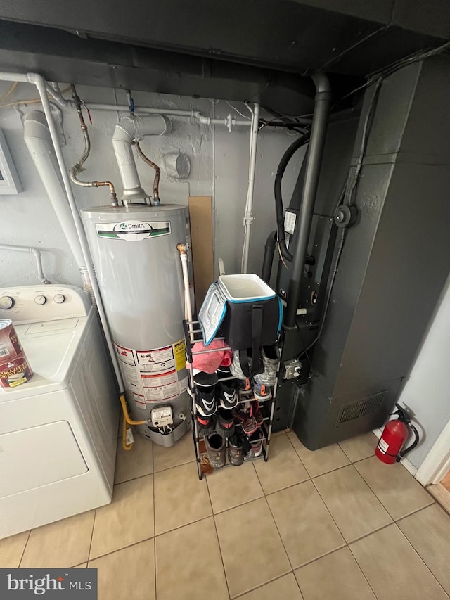 utilities with washing machine and clothes dryer and water heater