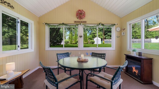 sunroom / solarium with lofted ceiling