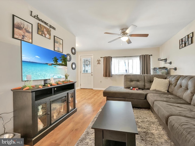 24 W Garibaldi Ave, Nesquehoning, PA 18240 - living area featuring a ceiling fan, baseboards, and wood finished floors