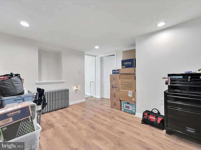 24 W Garibaldi Ave, Nesquehoning, PA 18240 - interior space featuring wood finished floors, recessed lighting, and radiator heating unit
