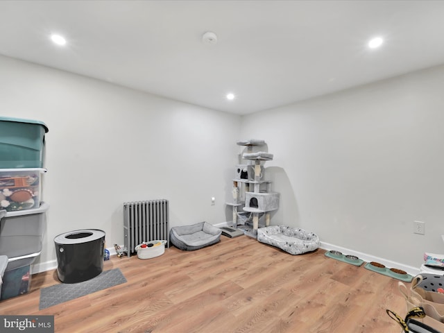 24 W Garibaldi Ave, Nesquehoning, PA 18240 - misc room with radiator heating unit, recessed lighting, and wood finished floors