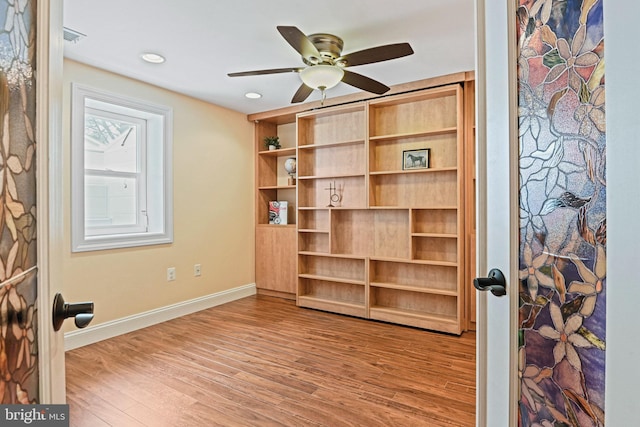 1716 Saddle Ridge Ct, Vienna, VA 22182 - unfurnished room with wood finished floors, baseboards, a ceiling fan, and recessed lighting