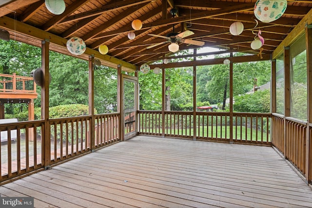 1716 Saddle Ridge Ct, Vienna, VA 22182 - unfurnished sunroom featuring lofted ceiling and ceiling fan
