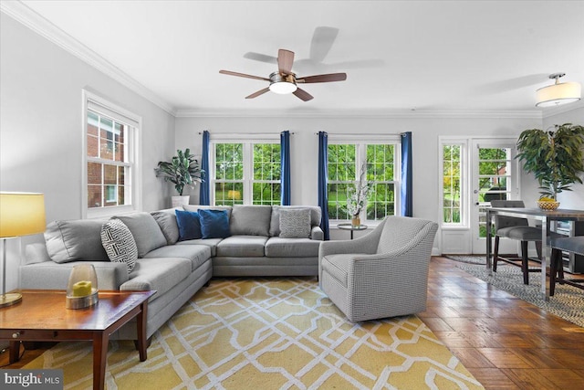3128 Martha Custis Dr, Alexandria, VA 22302 - living room with a ceiling fan and ornamental molding