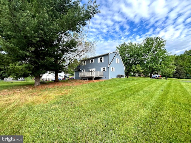 view of yard with a deck