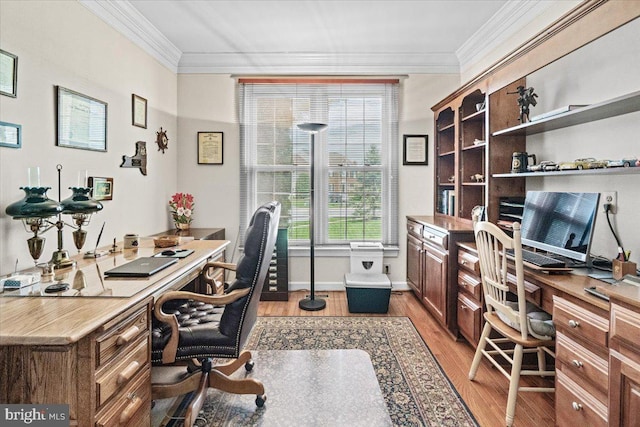 6341 Knollwood Dr, Frederick, MD 21701 - office featuring light wood-style floors, crown molding, and baseboards