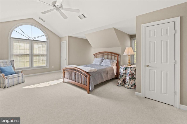 6341 Knollwood Dr, Frederick, MD 21701 - bedroom featuring carpet, lofted ceiling, baseboards, and a ceiling fan