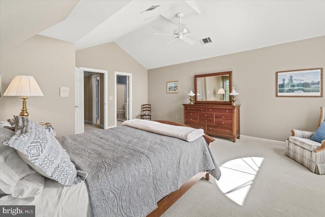 6341 Knollwood Dr, Frederick, MD 21701 - carpeted bedroom with baseboards, vaulted ceiling, and a ceiling fan