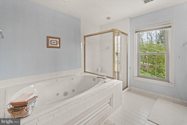 6341 Knollwood Dr, Frederick, MD 21701 - full bathroom with tile patterned flooring, a stall shower, and a whirlpool tub