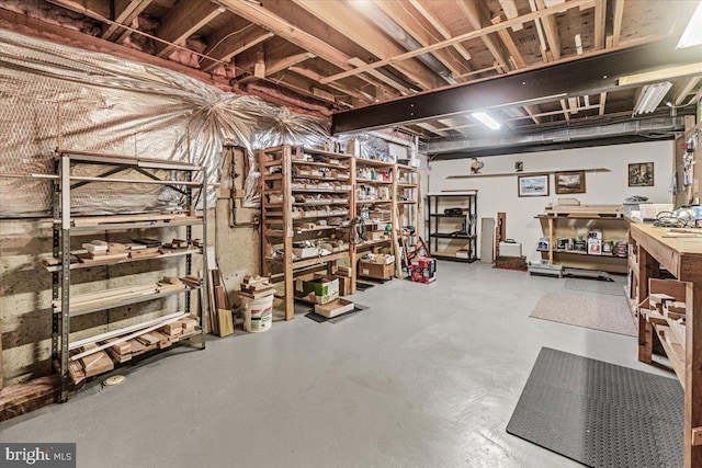 6341 Knollwood Dr, Frederick, MD 21701 - unfinished below grade area with a workshop area