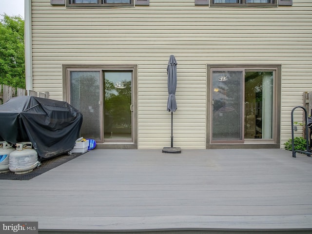 deck with a grill