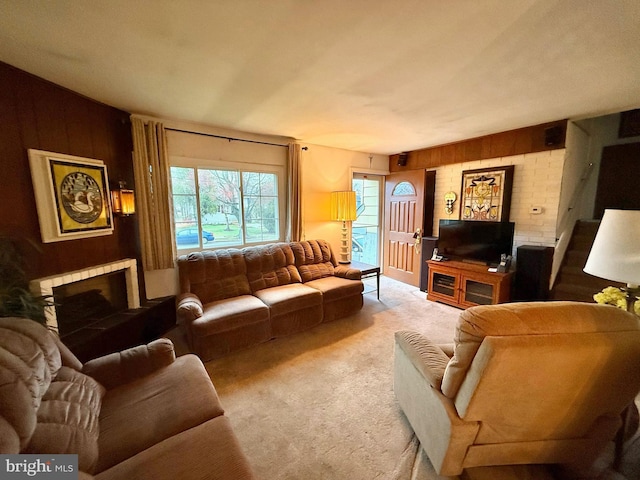 1109 San Jose Dr, Glendora, NJ 08029 - carpeted living room with wooden walls