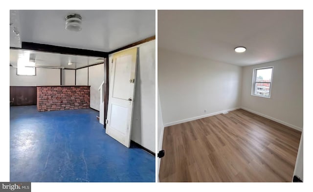 below grade area with baseboards