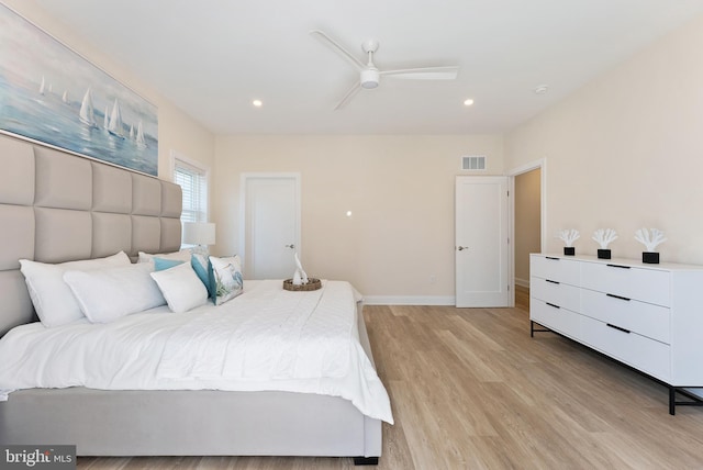 135 Walnut Ave, North Wildwood, NJ 08260 - bedroom featuring recessed lighting, baseboards, visible vents, and light wood-style floors