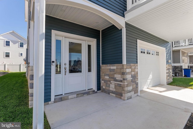 135 Walnut Ave, North Wildwood, NJ 08260 - doorway to property with stone siding and concrete driveway