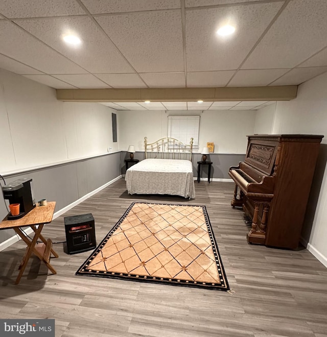 395 Hickory Ave, Carneys Point, NJ 08069 - bedroom featuring wood finished floors, a paneled ceiling, baseboards, and recessed lighting