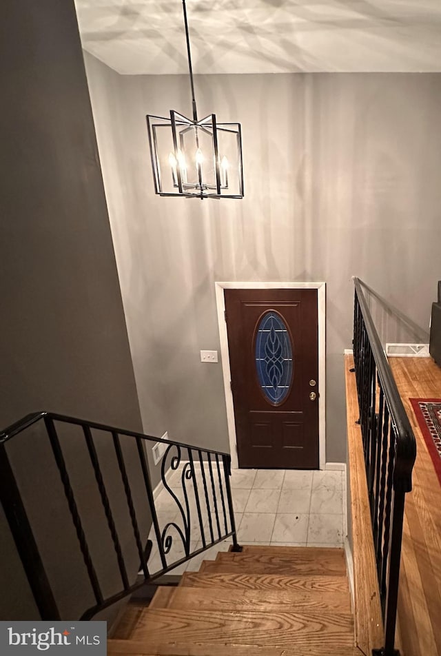 395 Hickory Ave, Carneys Point, NJ 08069 - foyer entrance with a chandelier