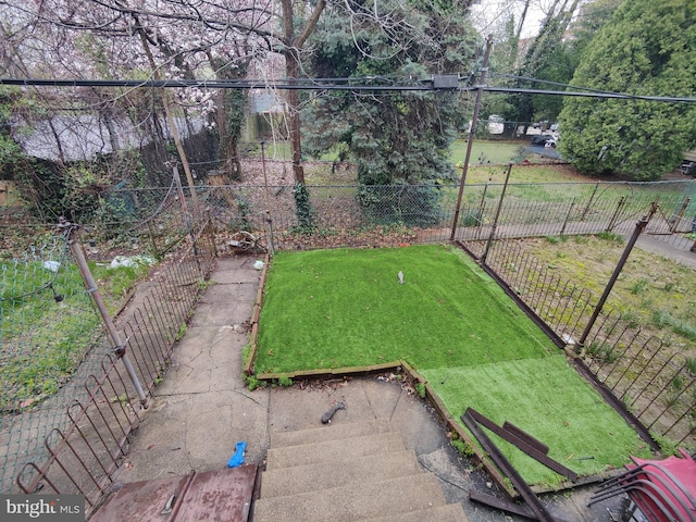 view of yard featuring a fenced backyard