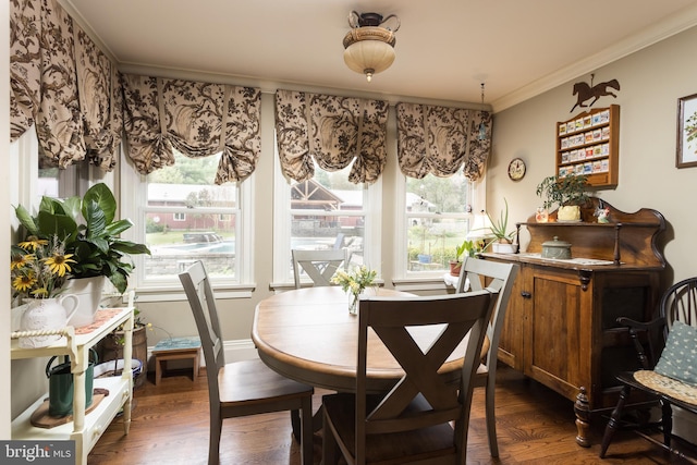 3401 Old Level Rd, Havre De Grace, MD 21078 - dining area with ornamental molding, healthy amount of natural light, and dark wood-type flooring