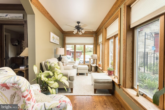 3401 Old Level Rd, Havre De Grace, MD 21078 - sunroom with wood finished floors, ornamental molding, and baseboards