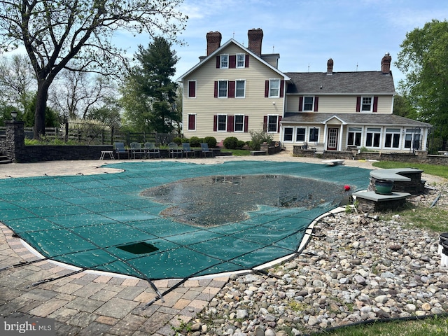 3401 Old Level Rd, Havre De Grace, MD 21078 - view of swimming pool featuring a covered pool, a diving board, and a patio area