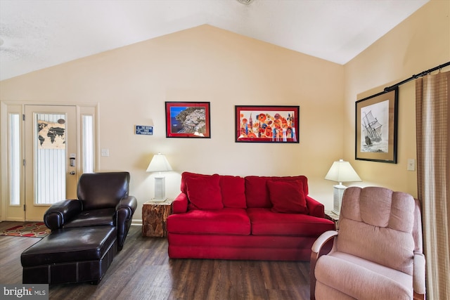 39234 Timberlake Ct Unit 9203, Bethany Beach, DE 19930 - living room with vaulted ceiling, baseboards, and wood finished floors