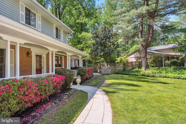 view of yard featuring a porch