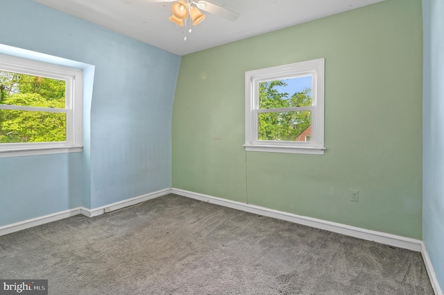 6248 Woodcrest Ave, Baltimore, MD 21209 - carpeted spare room featuring baseboards, ceiling fan, and a wealth of natural light