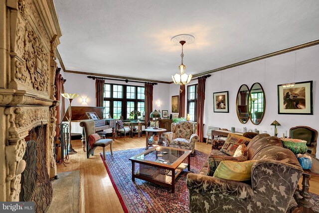 218 Parkside Ave, Trenton, NJ 08618 - living area featuring ornamental molding and wood-type flooring