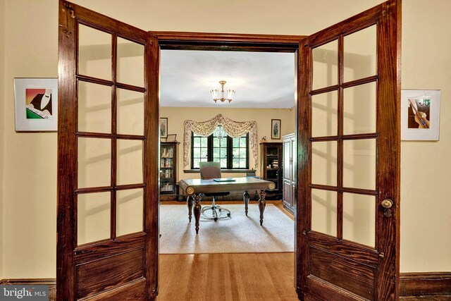 218 Parkside Ave, Trenton, NJ 08618 - office space featuring a chandelier, carpet floors, and french doors