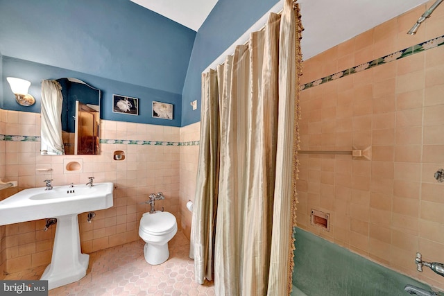 218 Parkside Ave, Trenton, NJ 08618 - bathroom with toilet, tile walls, and tile patterned flooring