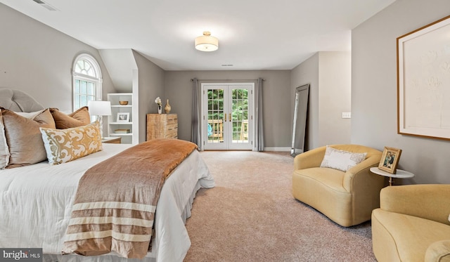 708 W Timber Branch Pkwy, Alexandria, VA 22302 - bedroom featuring carpet flooring, multiple windows, access to outside, and french doors