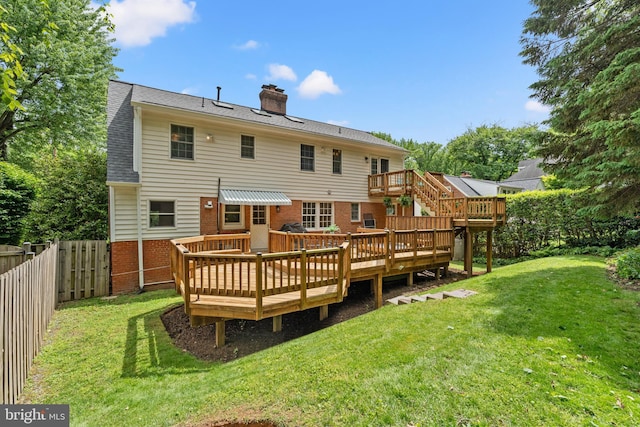 708 W Timber Branch Pkwy, Alexandria, VA 22302 - back of house featuring a wooden deck, brick siding, and a chimney