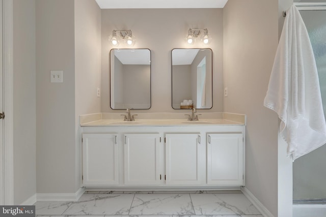73 Mcpherson Cir, Sterling, VA 20165 - full bath with marble look tiles, baseboards, and double vanity
