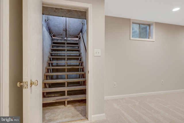 73 Mcpherson Cir, Sterling, VA 20165 - stairway with baseboards, carpet flooring, and recessed lighting