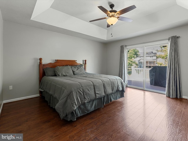 112 Rebels Cir, Winchester, VA 22602 - bedroom featuring a raised ceiling, access to outside, wood finished floors, and baseboards