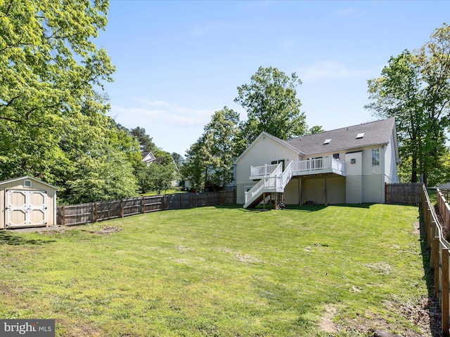 112 Rebels Cir, Winchester, VA 22602 - view of yard with stairs, a storage shed, a deck, and an outdoor structure