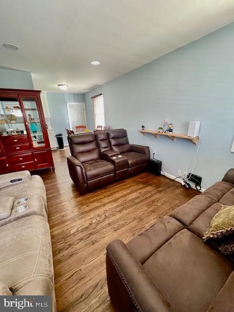 living area featuring wood finished floors