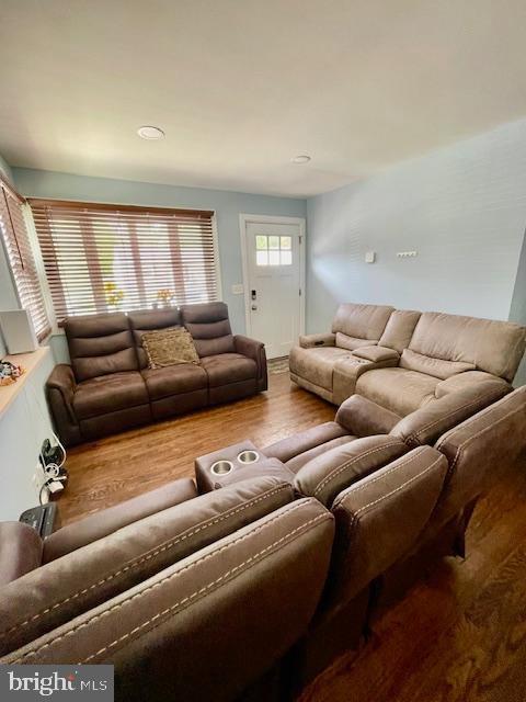 living area with wood finished floors