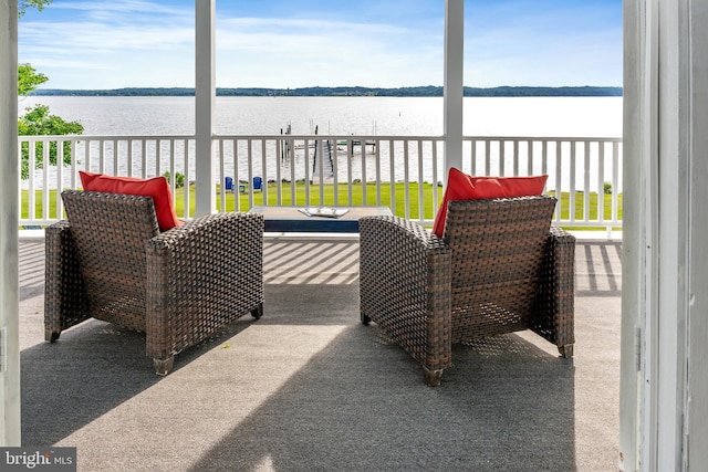 balcony with a water view
