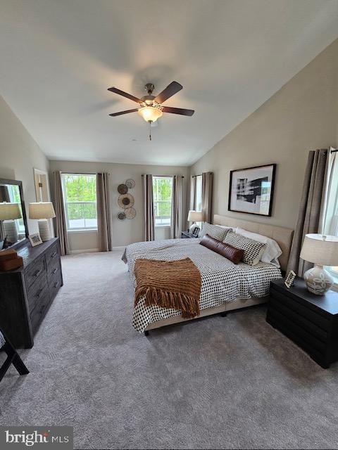7304 Roxy Run, Clinton, MD 20735 - bedroom with carpet floors, a ceiling fan, and lofted ceiling